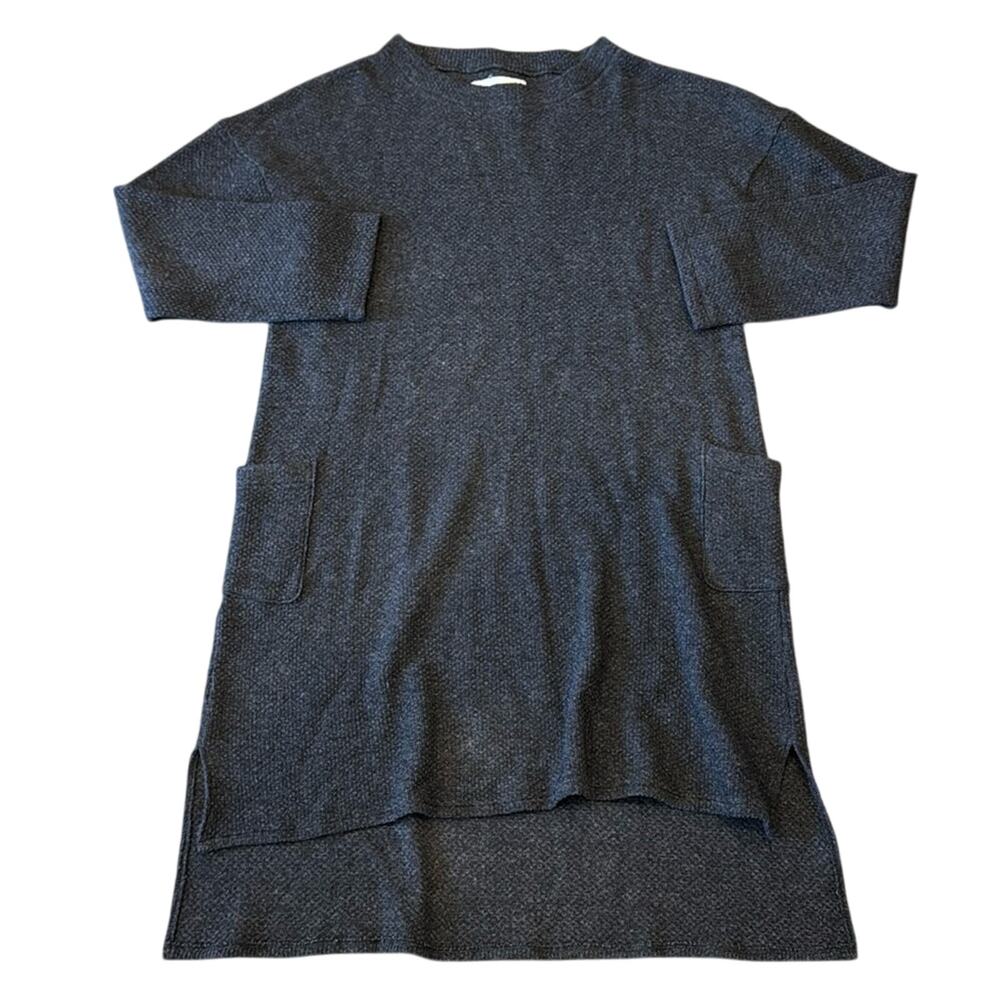 V Room Women's Hi Lo Sweater Midi Dress Charcoal Gray Size L